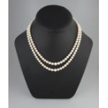 A DOUBLE ROW OF GRADUATED CULTURED PEARL