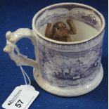 19th Century transfer printed, straight sided mug with frog to the interior. CONDITION REPORT: