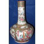 Chinese Canton porcelain baluster shaped bottle vase overall decorated in coloured enamels and