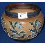 Royal Doulton stoneware pottery baluster shaped jardiniere decorated with a relief band of flowers