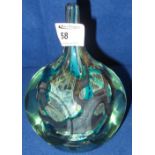 Medina glass paper weight vase, interior decorated with abstract colour designs and having flat