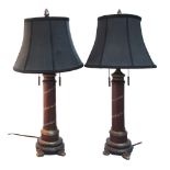 A pair of Table lamps, with black shades on hand painted red columns. Modern. H82cm.
No Reserve.