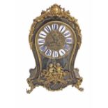 A French Louis XV black ormolu-mounted Boullework bracket clock, brass inlaid tortoiseshell case,