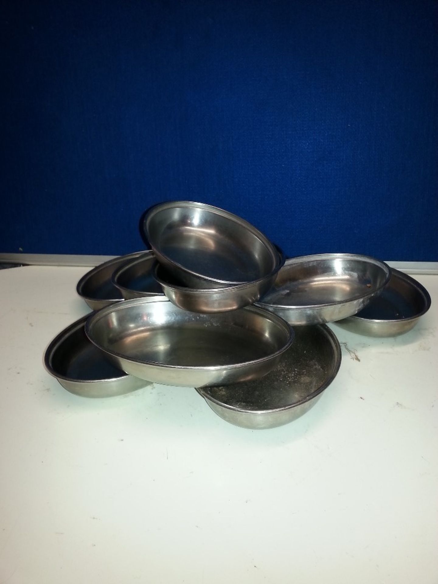 10x Med stainless steel oval dishes