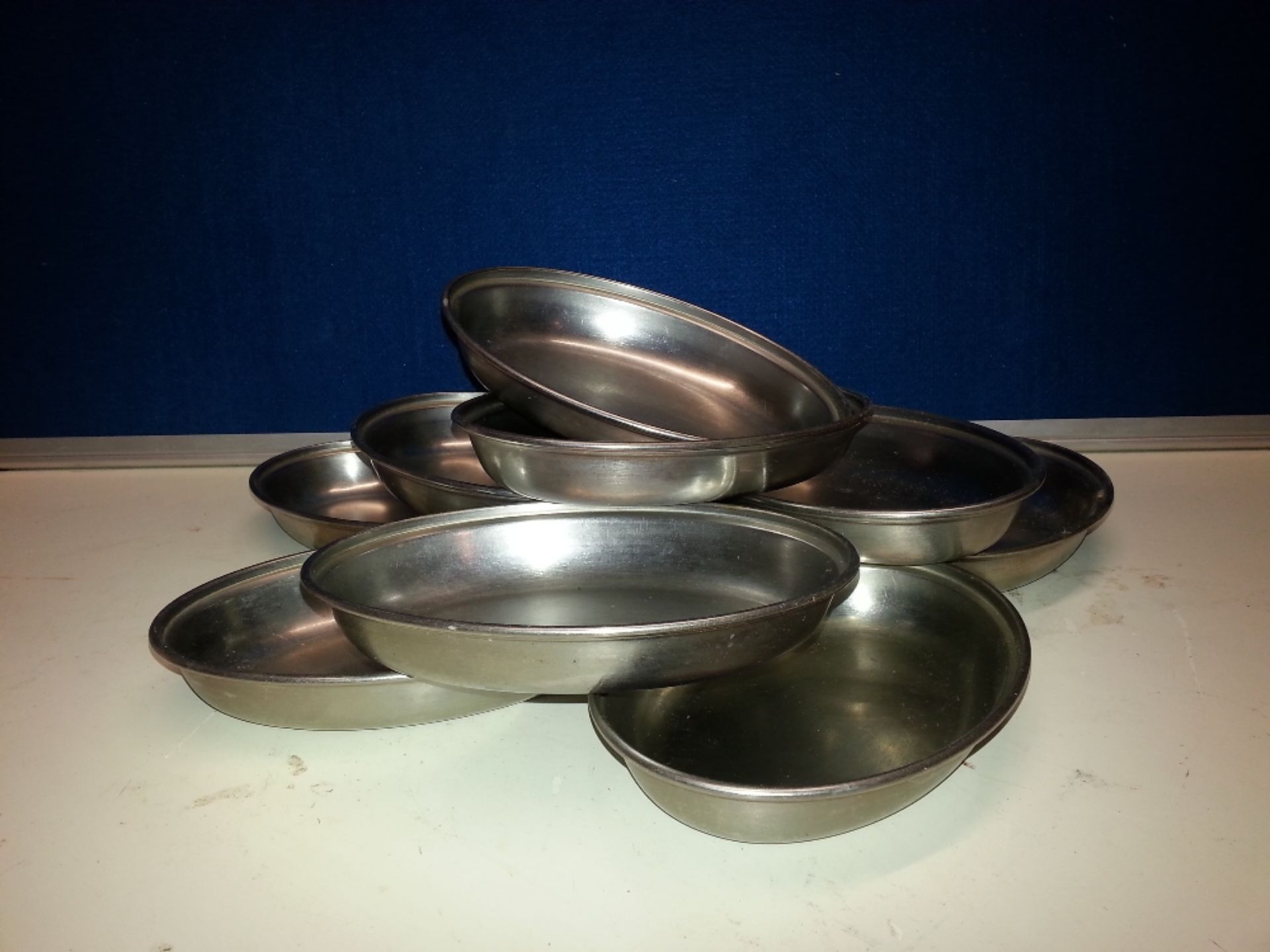 10x Small stainless steel oval dishes