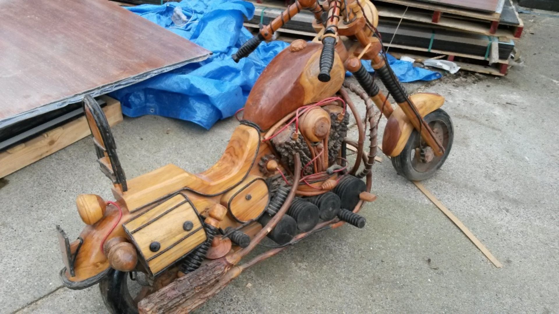 Replica piece - Wooden Harley Davidson was purchased 3 years ago for £3000, need a a little tlc, but