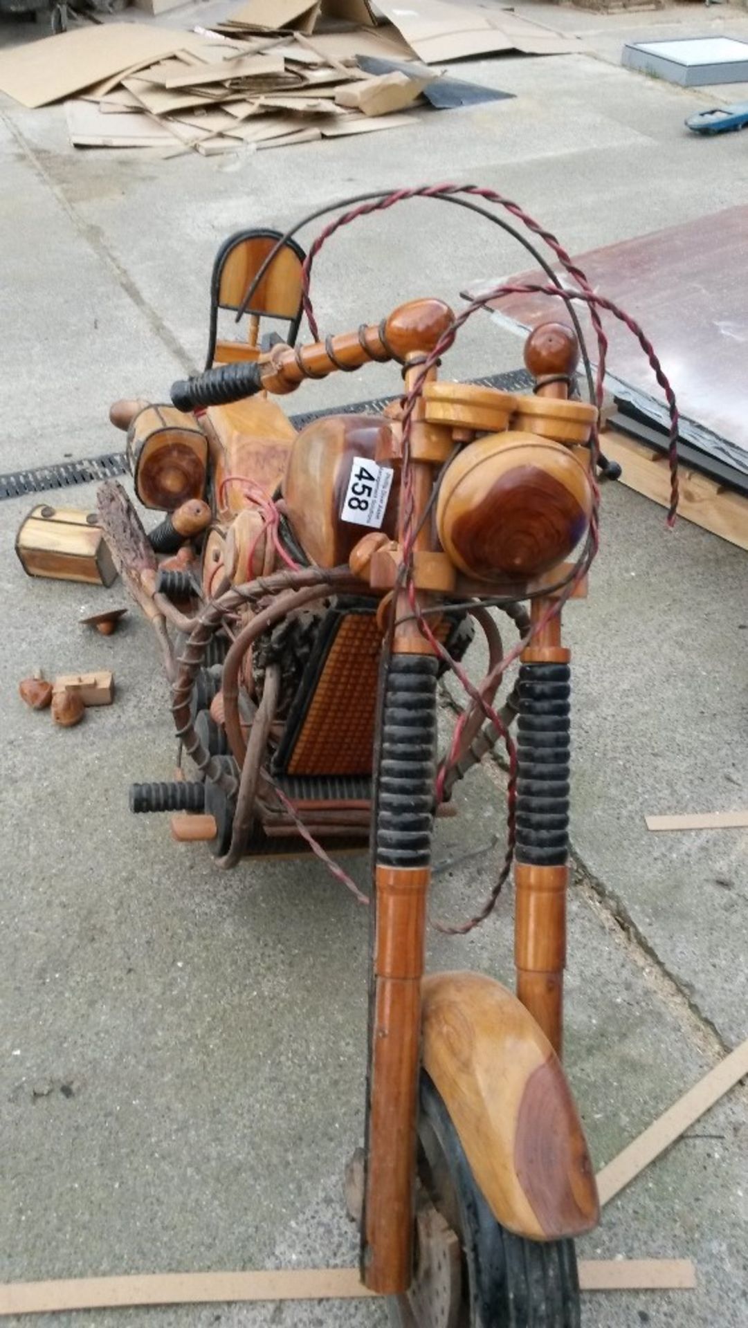 Replica piece - Wooden Harley Davidson was purchased 3 years ago for £3000, need a a little tlc, but - Image 2 of 2