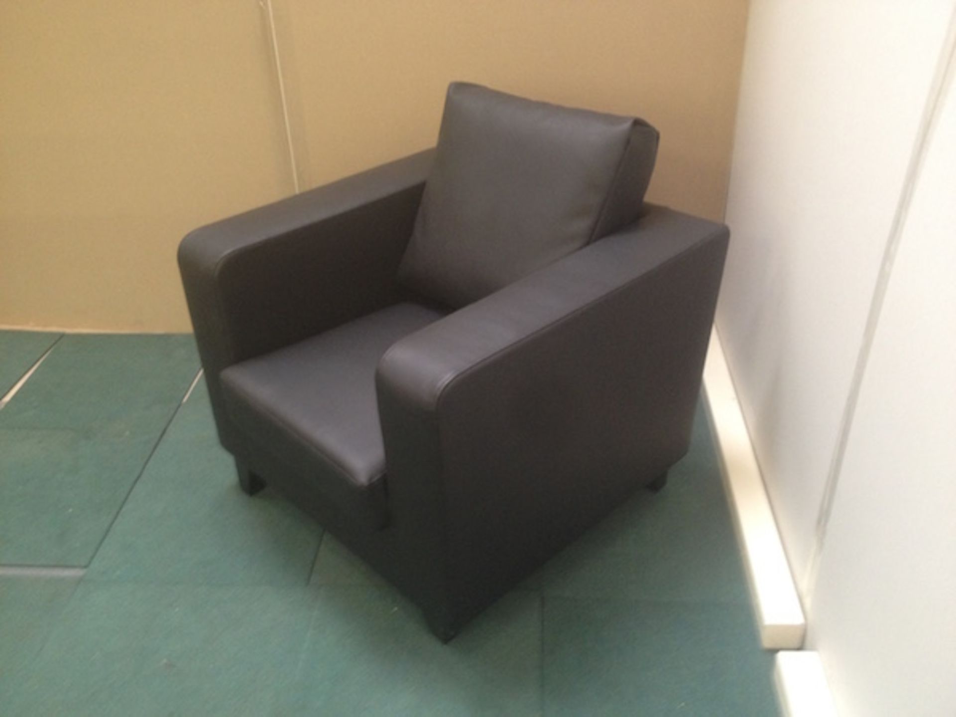 Single Black Leather Armchair - Image 2 of 2