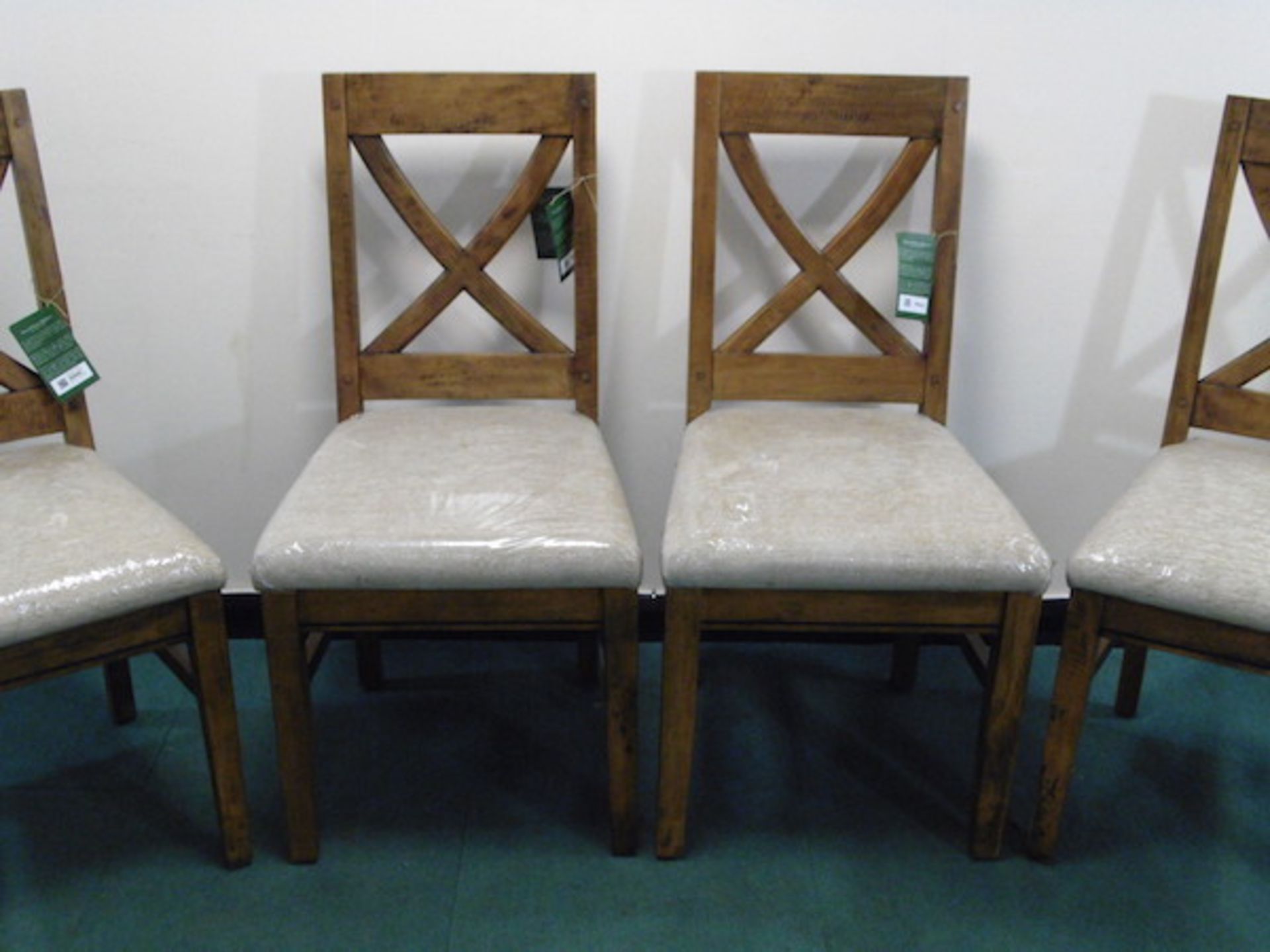 X 3 Carver Wooden Dining Chairs - Cross Back - Image 2 of 2