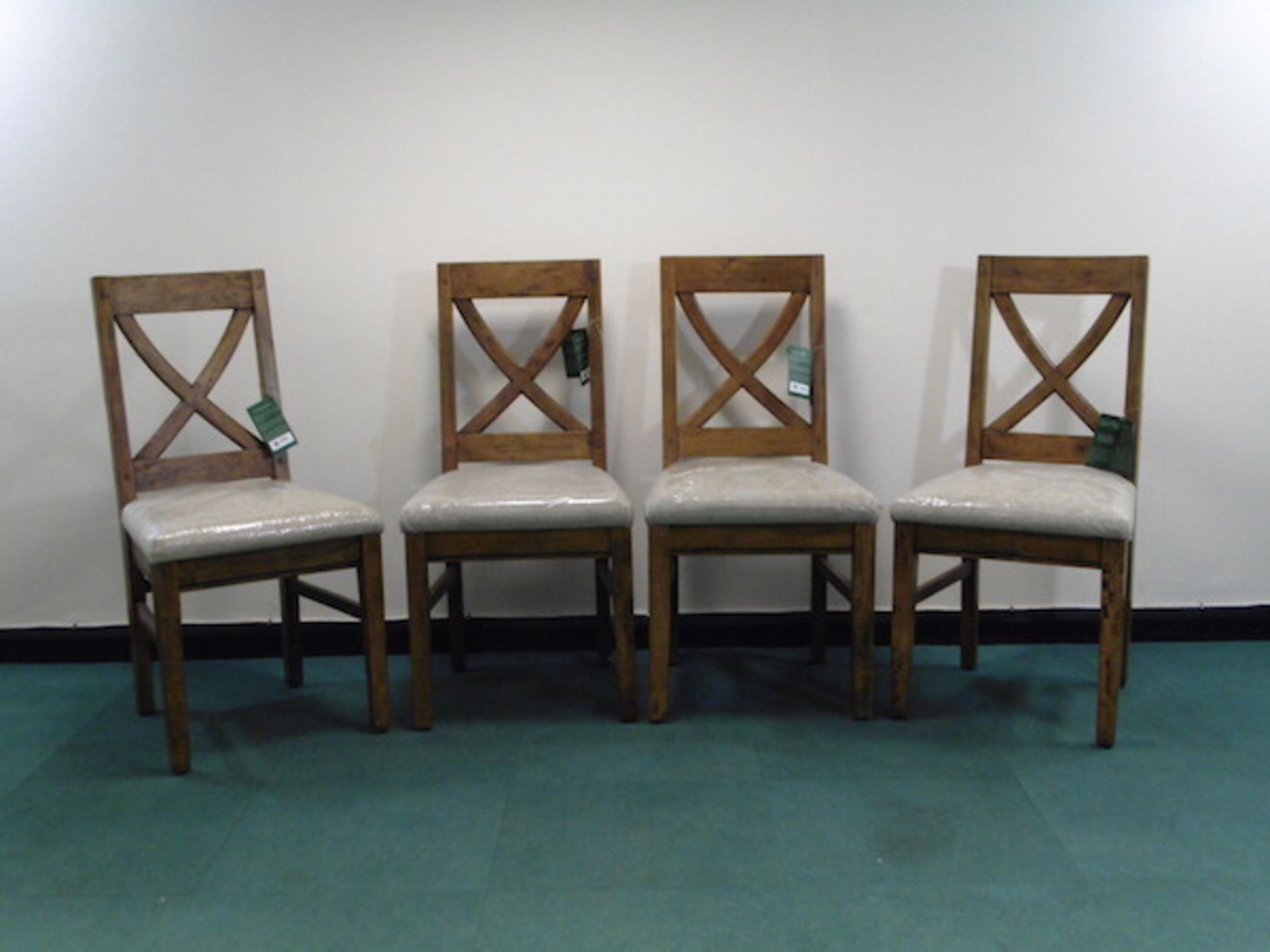 X 3 Carver Wooden Dining Chairs - Cross Back