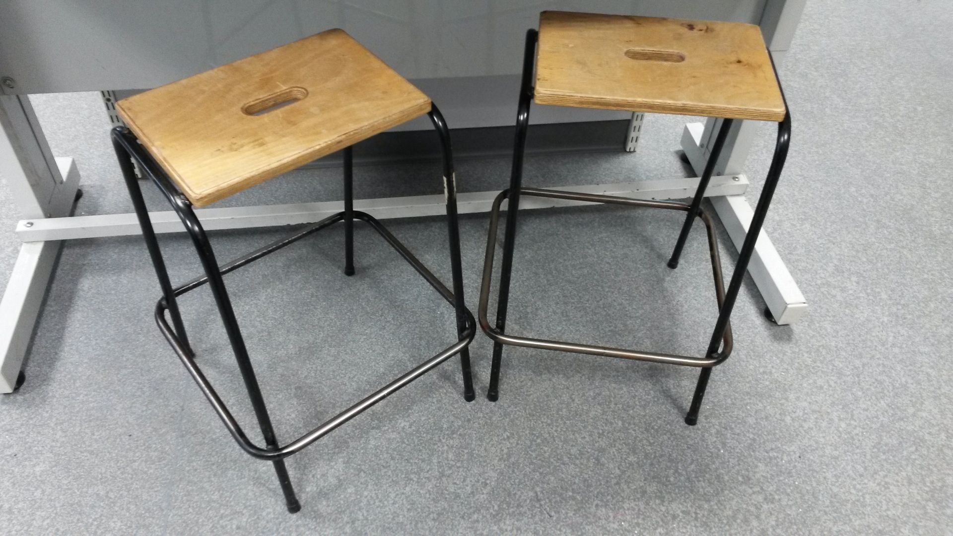 4x retro wood and metal stool 600mm h