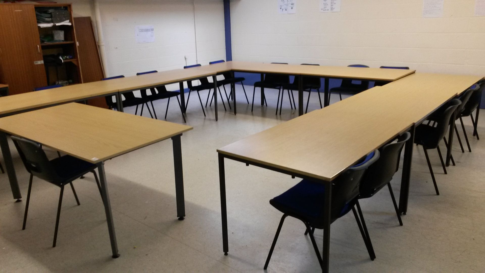 complete training room furniture approx. 13m 2x tables 1200x600mm