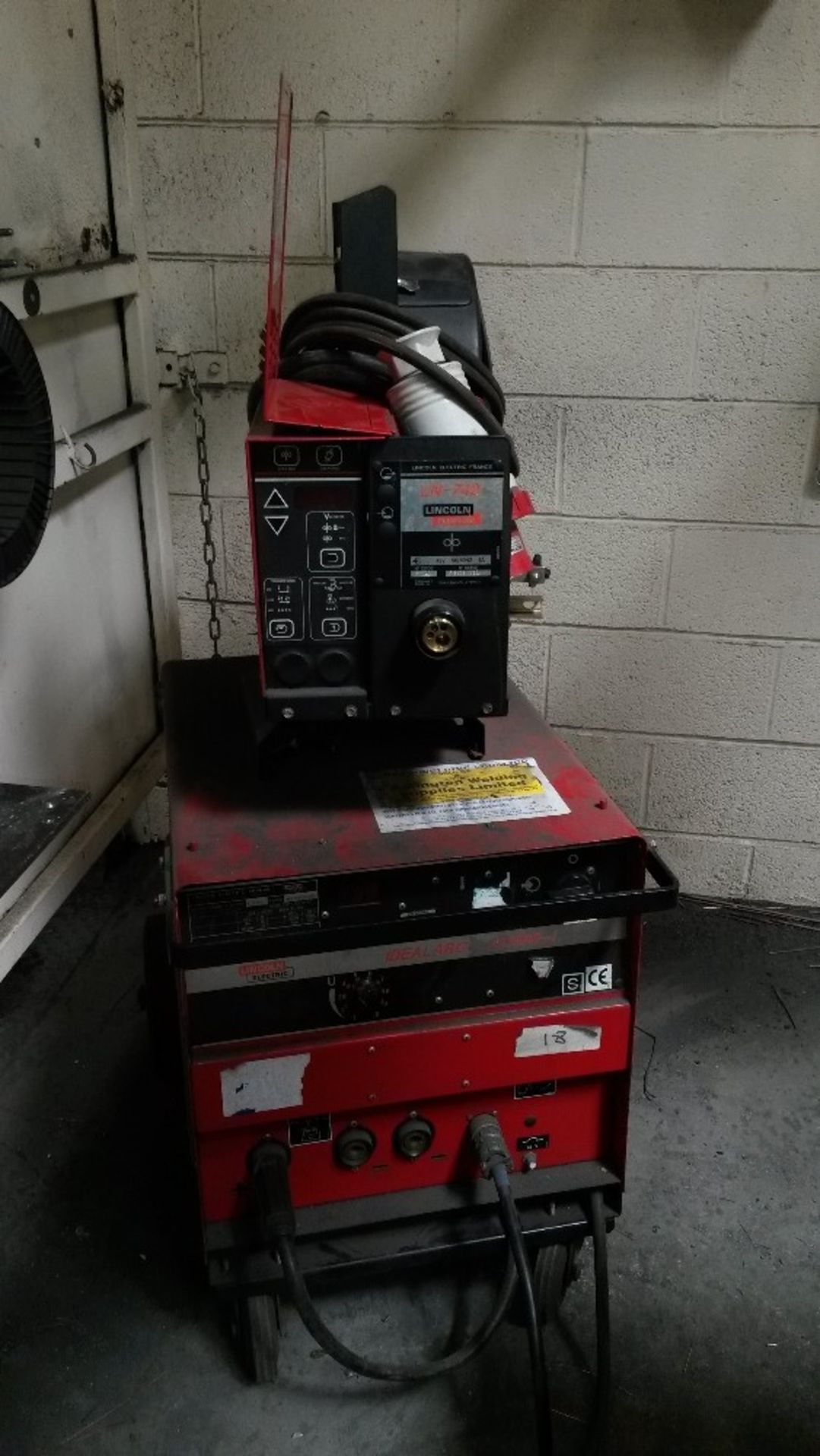 Lincoln Electric Welder, 3 phase. Model LN742 with a Lincoln Idealarc Gv-400-1 base on wheels