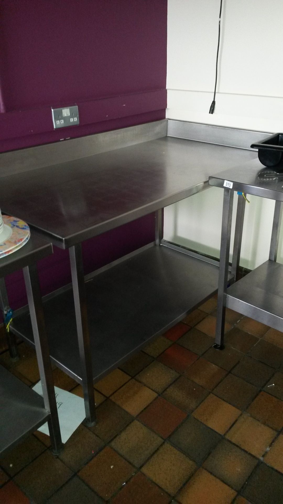 stainless steel corner wall table 1320x700x840mm