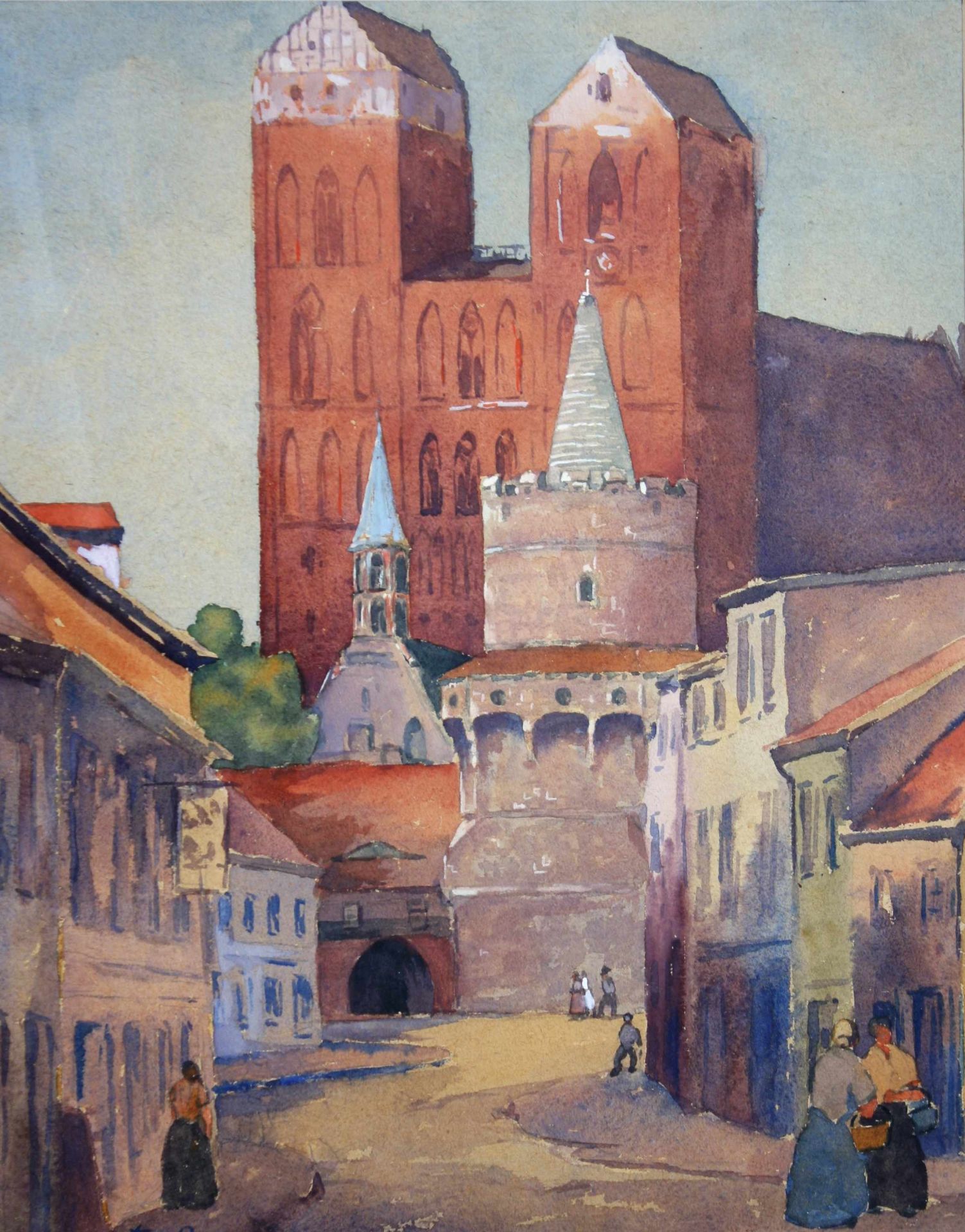 Beyer, Tom (1907 Münster – 1981 Stralsund)„Das alte Prenzlau mit Blick auf die Marienkirche“