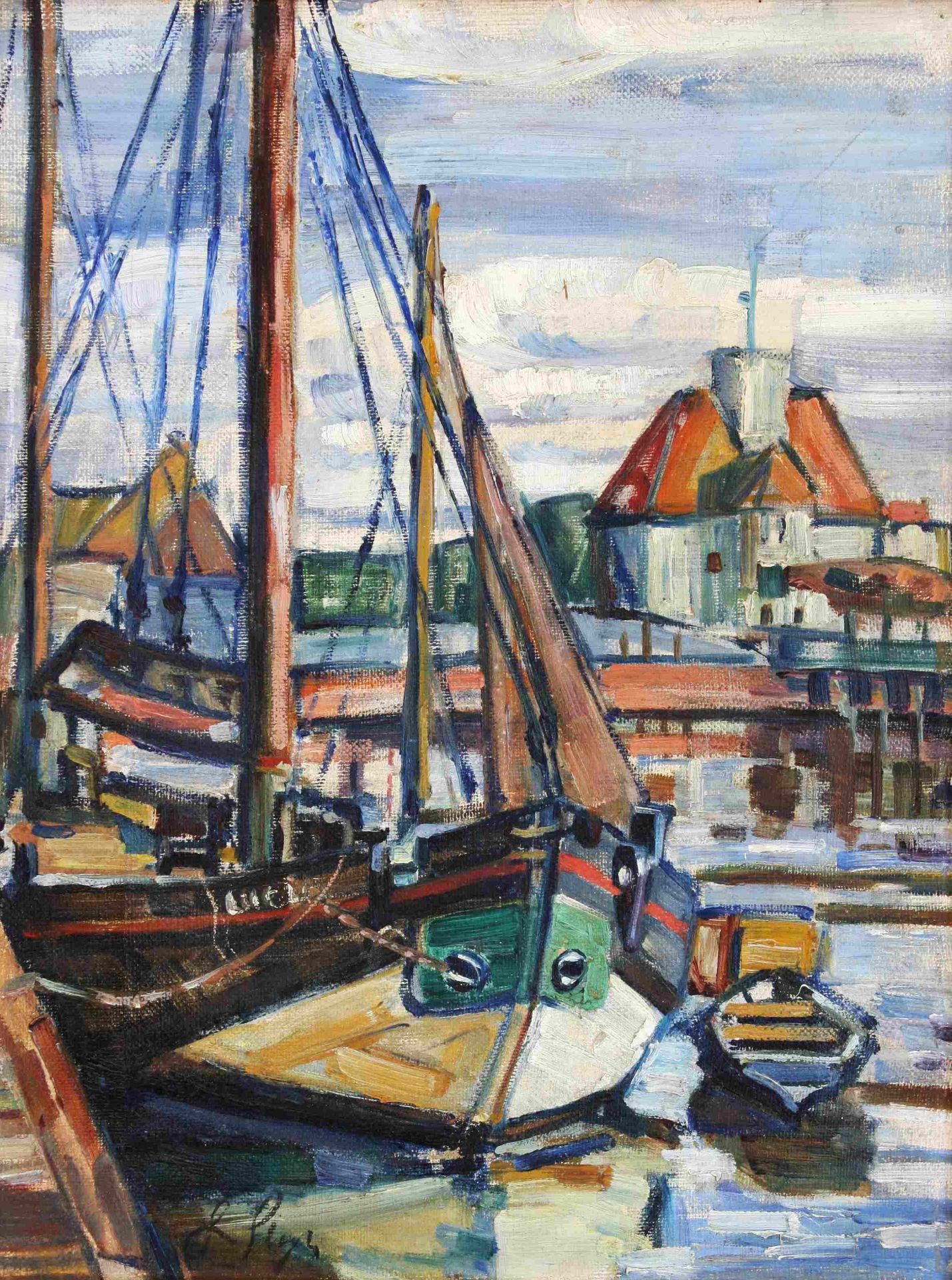 Pels-Leusden, Hans (1908 – 1993)„Im Hafen“Öl/Leinwand, u.l. sign., o.J., Maße: 40,5x30,5 cm,