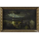 New York, oil on canvas moonlit landscape of Terrapin Tower at Niagara Falls, signed P. Wentworth