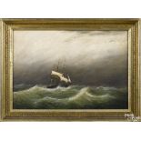 Clement Drew (American 1806-1889), oil on canvas ship portrait, signed verso, 14'' x 20''. Two 2"