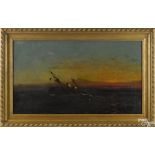 James Hamilton (American 1819-1878), oil on canvas seascape with a sidewheeler, signed lower