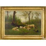 Newbold Hough Trotter (American 1827-1898), oil on canvas, titled Family of Sheep Resting, signed