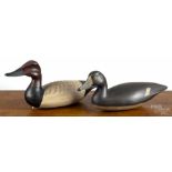 Three contemporary carved decoys, to include a swan, signed A. Birdsall, a redhead, signed Capt.