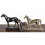 Three bronze horse figures, ca. 1900, largest - 8" w. Sporadic surface abrasions.  CLICK HERE TO BID