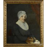 Attributed to Jacob Eichholtz (American 1776-1842), oil on canvas portrait of a woman, 30" x 25".