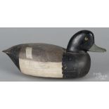 New Jersey carved and painted bluebill duck decoy, early/mid 20th c., 14 1/4" l. Original paint with