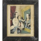 N. Currier, color lithograph, titled Look at Mamma, 11 3/4" x 8 3/4". Light toning and staining.