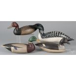 Four contemporary carved and painted duck decoys, to include one signed Chip Allsopp and one