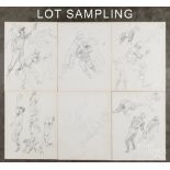 Henry Clarence Pitz (American 1895-1976), twenty-seven pencil illustrations of football and baseball