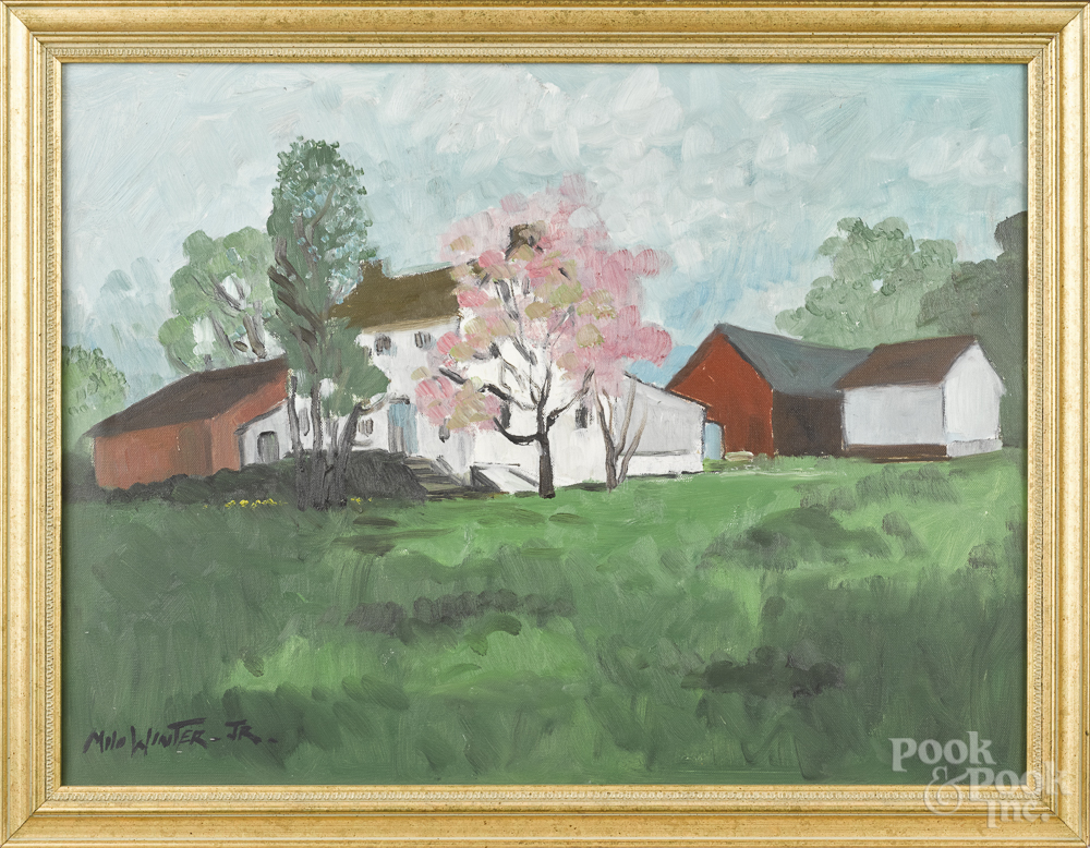 Milo Winter Jr. (American 1913-2002), oil on canvas landscape, signed lower left, 18" x 24". Good