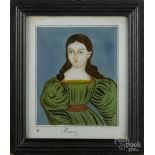 Reverse painted portrait of a woman, 19th c., inscribed Vanny, 11 1/4" x 9 1/2". A few small