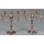 Pair of Duchin weighted sterling silver candelabra, 9 1/4" h. Good. Light expected wear.  CLICK HERE