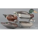 Four contemporary carved and painted duck decoys, one signed Bob Jobes 1991, the other three