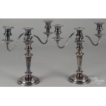 Pair of silver-plated candelabra, late 19th c., 12 1/4" h. Overall good condition. As expected