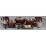 Eight pieces of Sango Nova Brown dinnerware, together with a contemporary earthenware bowl and a