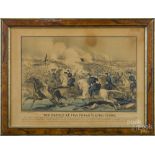 Currier and Ives color lithograph, The Battle at Five Forks Va. April 1st 1865, 8" x 12 1/4".