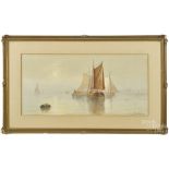 George Essig (American 1838-1926), watercolor harbor scene, signed lower right, 12" x 24". Good.