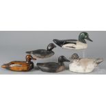 Five carved and painted duck decoys, early/mid 20th c., largest - 14 1/2" l. Smallest - small loss