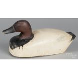 Susquehanna River carved and painted canvasback duck decoy, mid 20th c., the weight inscribed Wville