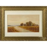 George Essig (American 1838-1926), watercolor landscape, signed lower right, 12" x 22". Good