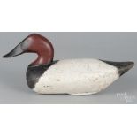 Carved and painted canvasback duck decoy, early 19th c., attributed to Samuel Barnes, 15 1/2" l. Old