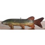 Contemporary carved and painted fish decoy, 17 1/2" l. Small chip to tip of tail and lower fin.