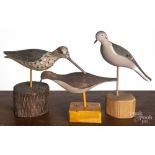 William Kirkpatrick, carved and painted shorebird decoy, initialed WEK, together with an unmarked