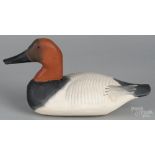 Carved and painted canvasback duck decoy, 20th c., signed Stan White North East Md, 14 1/2" l.