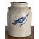 New Jersey two-gallon stoneware crock, 19th c., impressed Fulper Bros. Flemington NJ, with cobalt