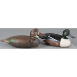 Bob Rutter, two contemporary carved and painted duck decoys, impressed Rutter Sr., 17" l. One with