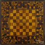 Parquetry gameboard, 19th c., 20 3/4" x 21". Losses to rimmed edge.  CLICK HERE TO BID