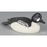 Carved and painted mallard duck decoy, signed Dean M. Kerl 1988 #42, with an open mouth and